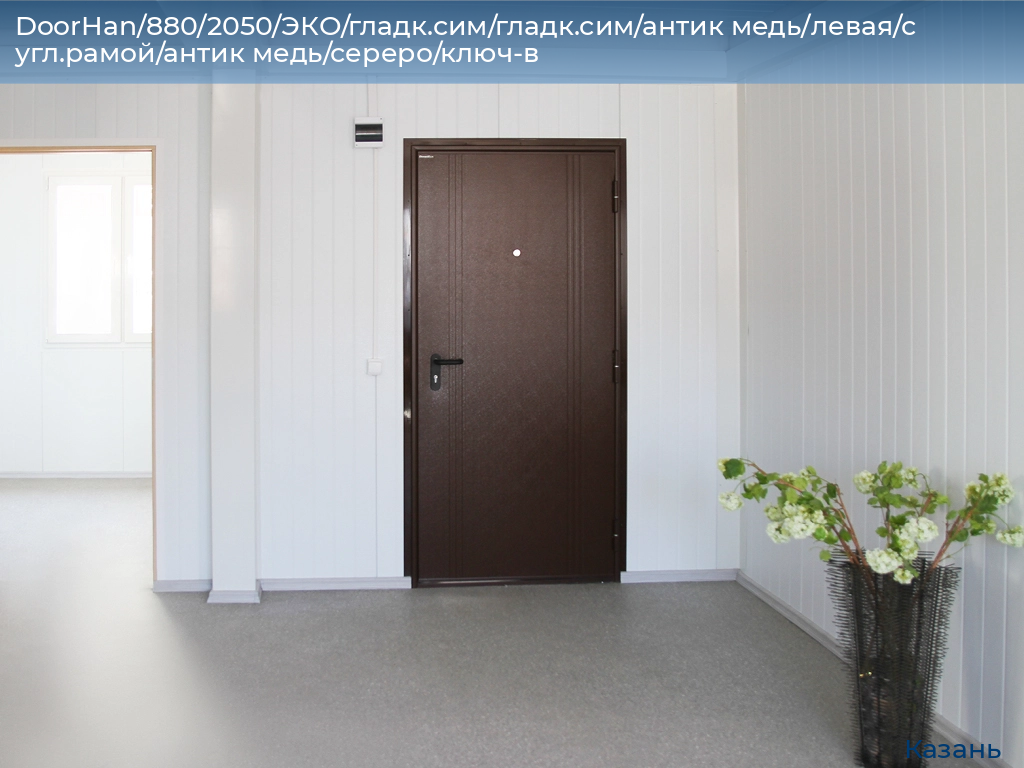 DoorHan/880/2050/ЭКО/гладк.сим/гладк.сим/антик медь/левая/с угл.рамой/антик медь/сереро/ключ-в, kazan.doorhan.ru